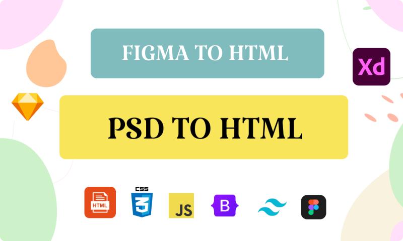 I will convert figma, psd, xd to html, css bootstrap tailwind responsive design landing