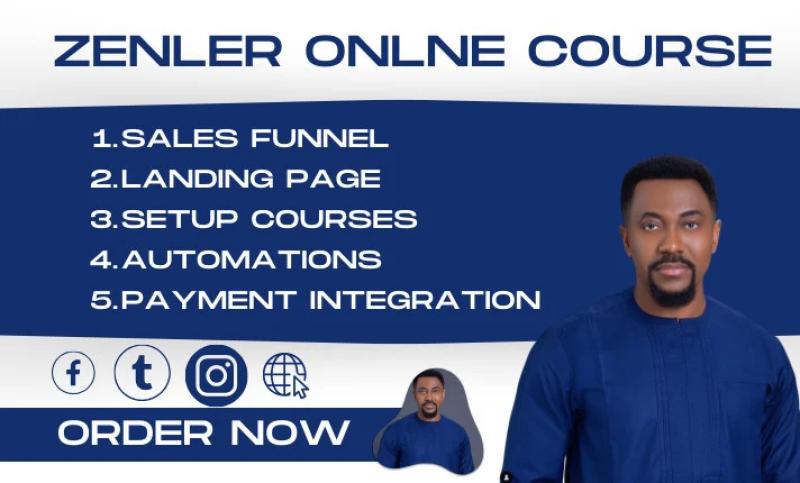 I will create a Zenler online course sales funnel, Zenler landing page, and online course website