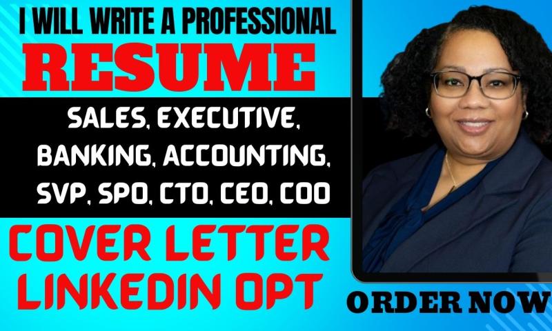 I will write impact resumes for sales executive director senior roles svp CEO VIP cto