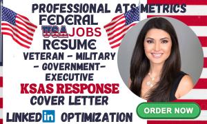 I will write federal resume, ksa response for veteran, military, and usajobs