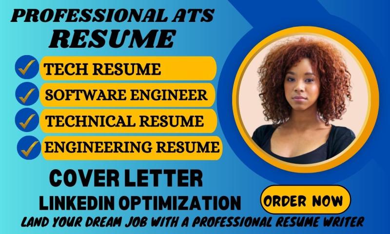 I will write software engineering resume, software developer, IT, and tech resume