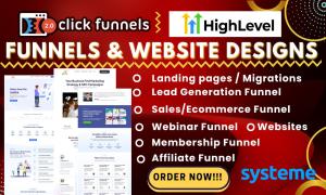 I will design expert clickfunnels landing page, sales funnel go high level website, ghl
