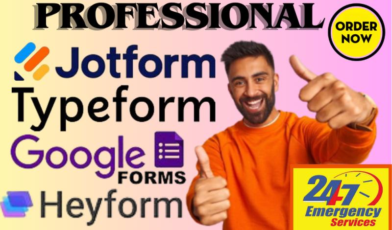 I will create jotform, typeform, googleform, heyform, formstack, online form, survey form