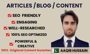 I will create exceptional and high-quality SEO article blog content