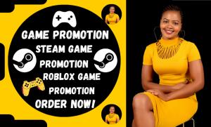 I will run organic steam game promotion, roblox, pc, online game to get wishlists