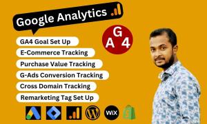 I will setup or fix Google Analytics 4, GA4, and ecommerce tracking via GTM