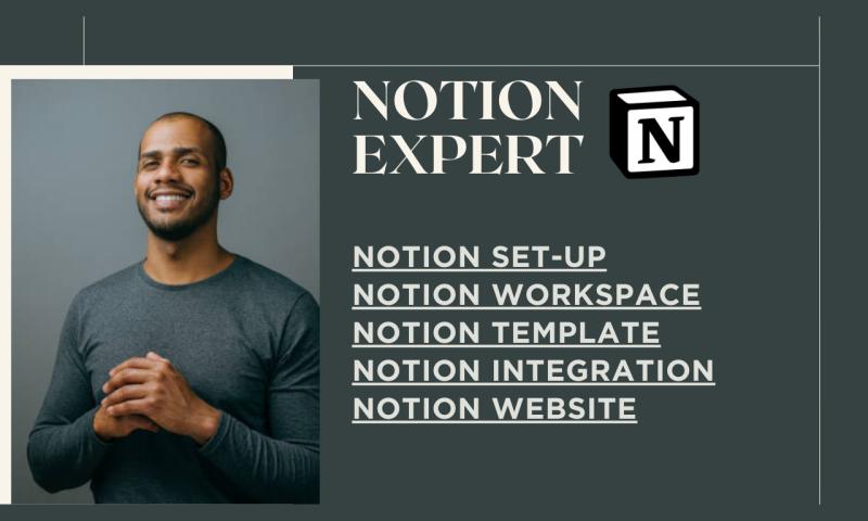 I will design notion template as notion expert and do notion setup