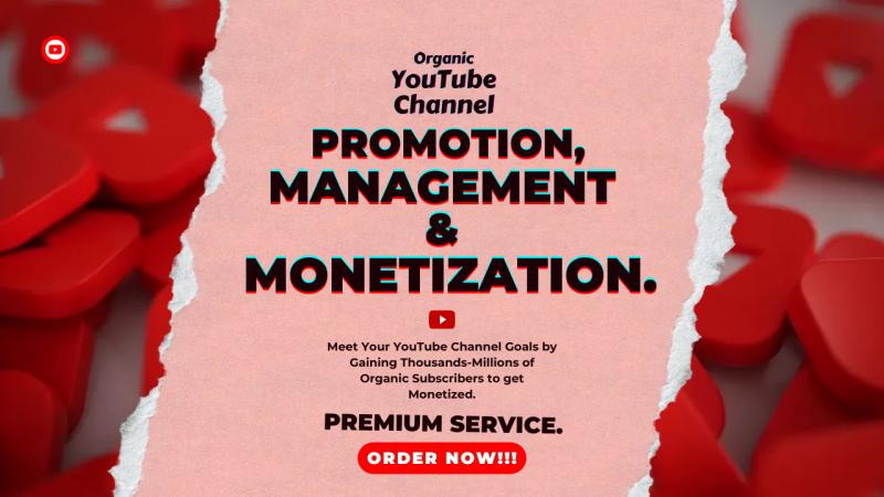 I will do complete organic YouTube channel monetization promotion
