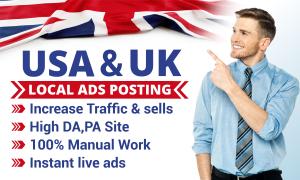 I will post your ads on local USA and UK top classified ad posting sites