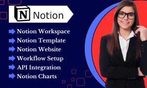 I will create a customized Notion workspace, template, website, and API