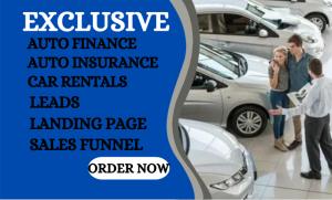 Generate Auto Finance Auto Insurance Car Rental Leads Landing Page Sales Funnel