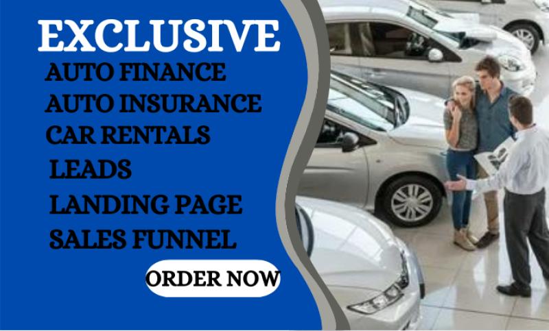 Generate Auto Finance Auto Insurance Car Rental Leads Landing Page Sales Funnel