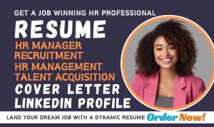 I will write HR professional resume, HR manager, HR management resume, recruiter resume