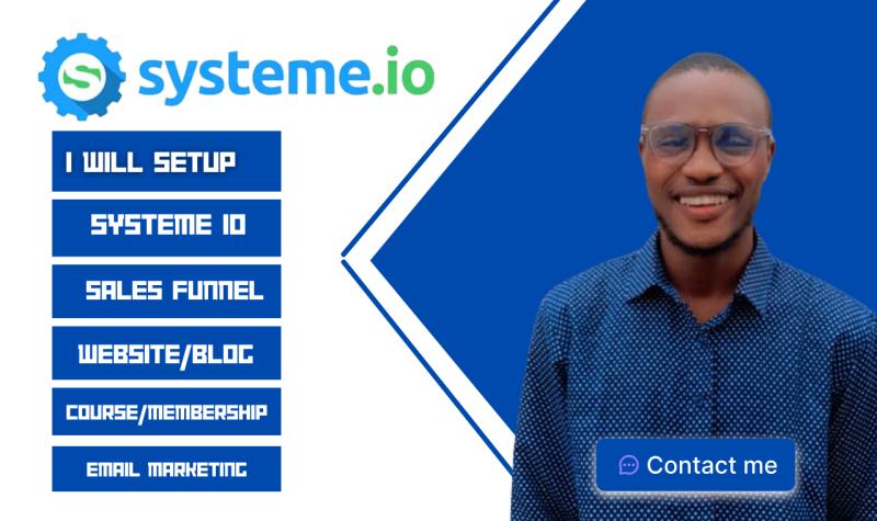 I will setup Systeme IO, Sales Funnel, Systeme Membership, Clickfunnels, Systeme IO