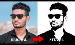 I will do a black and white vector face portrait logo, stencil art