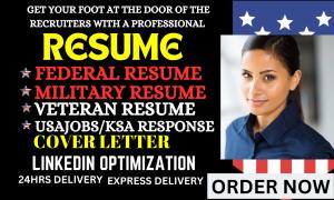 I will revamp a professional federal ats resume, executive, veteran, military resume
