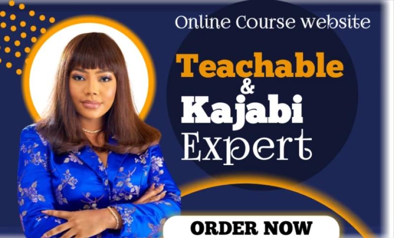 I will design kajabi website, create kajabi sales funnel, thinkific, teachable, and podia website