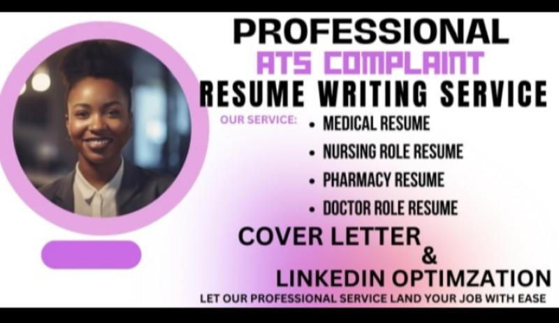 I will craft a professional medical resume, nurses role resume, doctor resume and cover letter and LinkedIn profile optimization