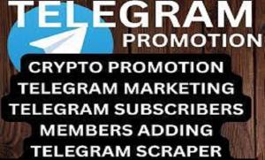 I will do crypto telegram promotion, telegram subscribers, mass dms