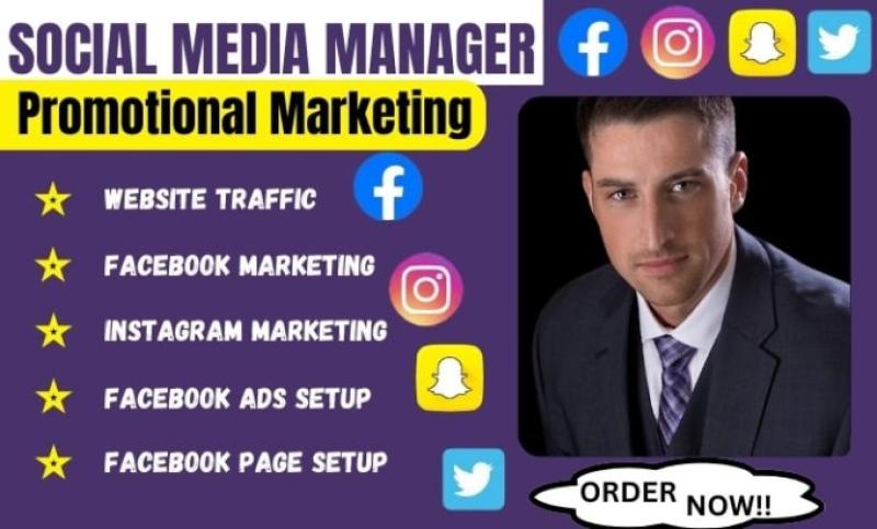 I will be your social media manager, do social media posting and content creator