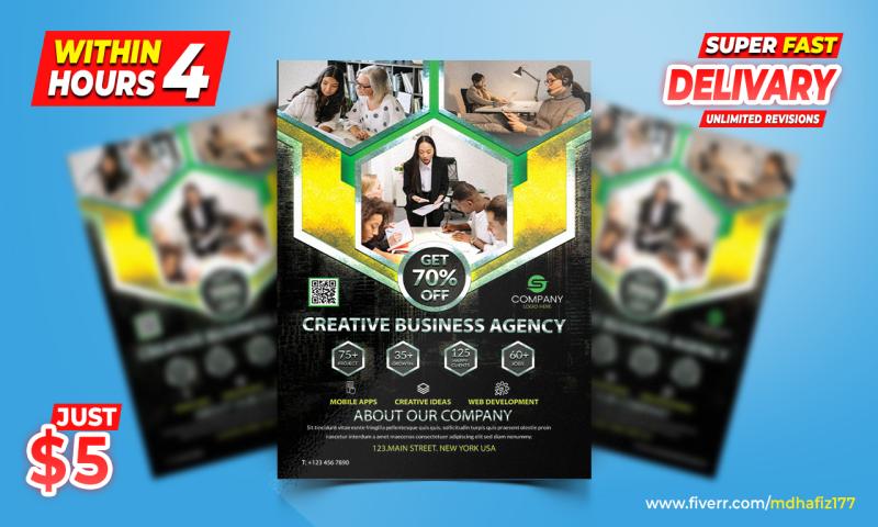 I will design professional flyer, poster, brochure with unlimited revisions