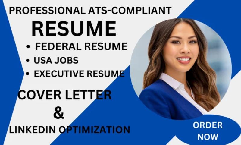 I will federal resume, usa jobs, executive writing, cover letter, resume writing