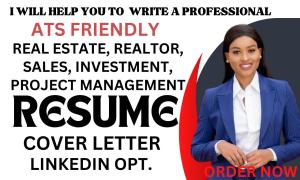 I will write 24hrs fast ats resume, for real estate, realtor, sales, sdr, investment