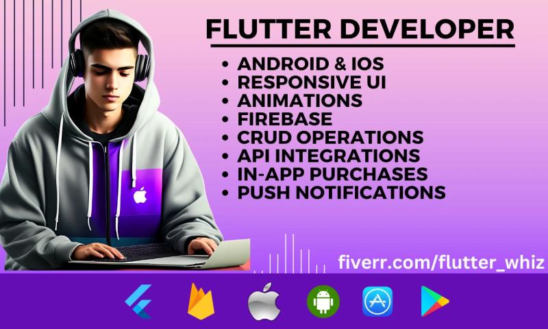 I will do flutter app development for both android and ios with firebase integration