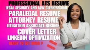 I will create ats legal secretary, law clerk and paralegal resume