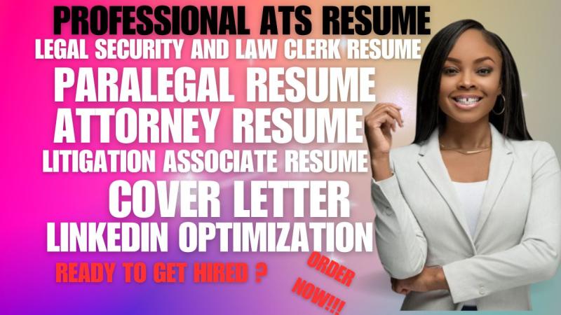 I will create ats legal secretary, law clerk and paralegal resume