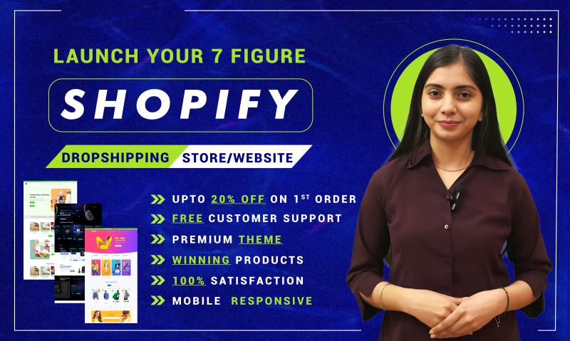 I will create 7 figure ecommerce shopify dropshipping store or shopify website