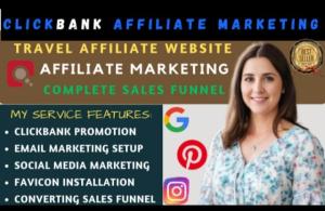 I WILL SET UP HIGH FLYING TRAVEL AFFILIATE WEBSITE, CLICKBANK AFFILIATE MARKETING