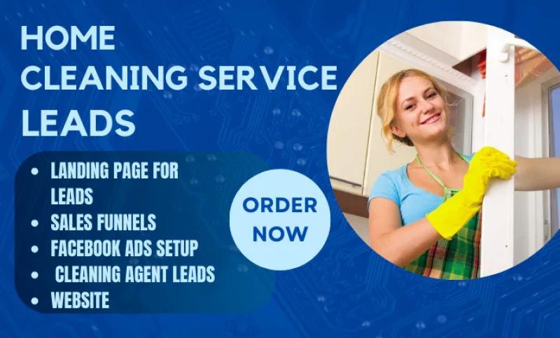 I will cleaning service home cleaning sales funnel leads generation cleaning website