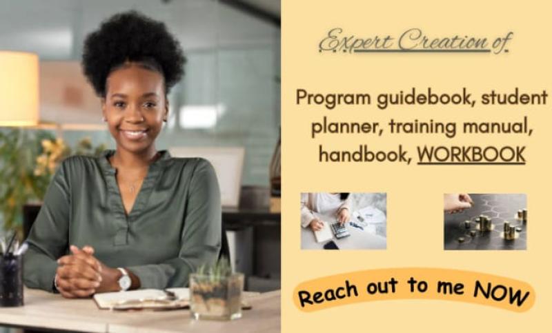 I will design professionally program guidebook, planner, training manual