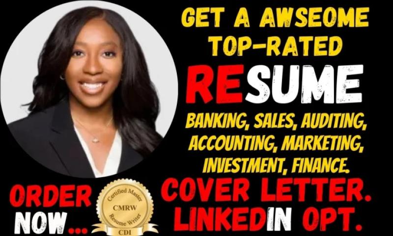 I will create an impressive banking, auditing, marketing, sales, investment, accounting, and finance CV