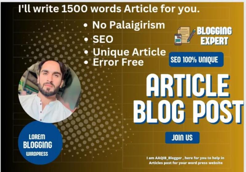 I will write engaging 500 word blog post SEO web content or article
