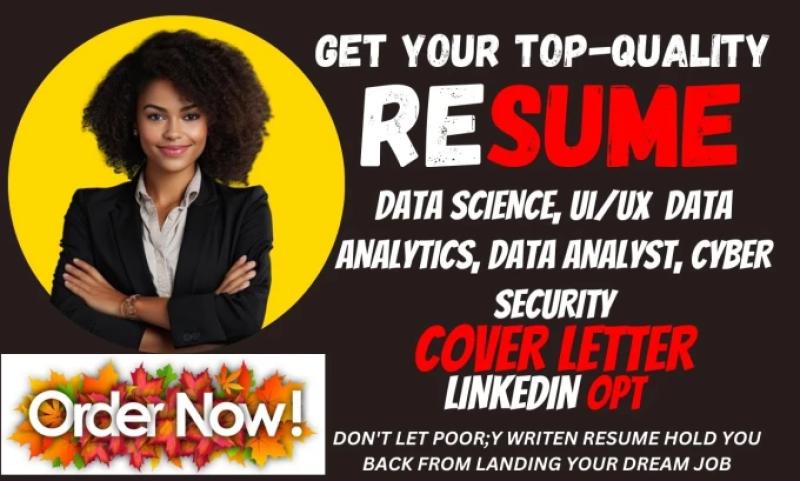 I will perfect data science resume, data analytics, business analyst, cyber security CV