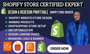 I will design shopify store, redesign shopify dropshipping store, shopify website