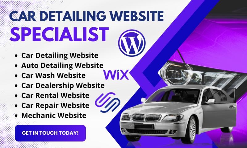 I will setup auto detailing and car wash, dealership, rental, repair, mechanic website