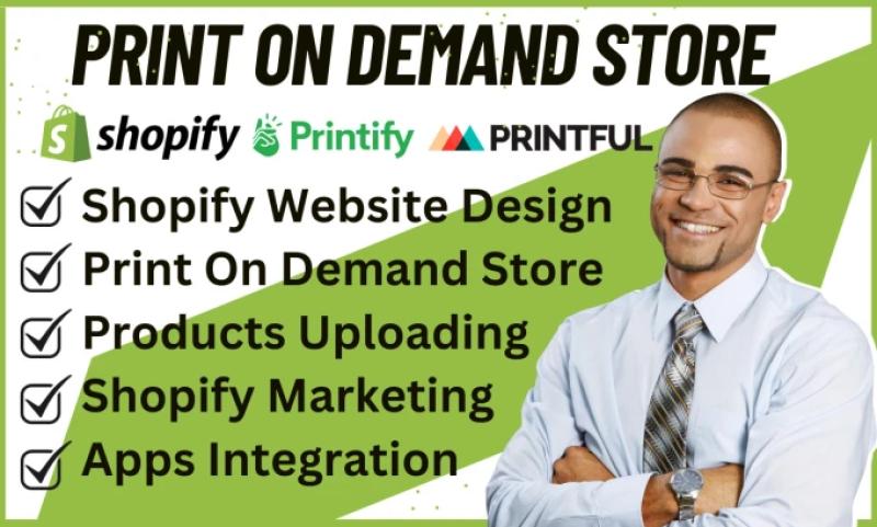 I will print on demand store, printify, printful, gelato shopify print on demand store