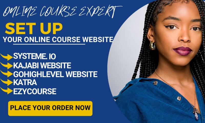 I will set up an online course on systeme io, kartra, kajabi, ezycourse, ghl