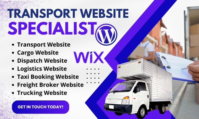 I will create transport, trucking, logistics, freight, taxi booking, cargo, wix website