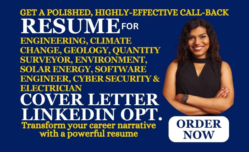 I will craft your resume for engineering climate geology surveyor and cover letter