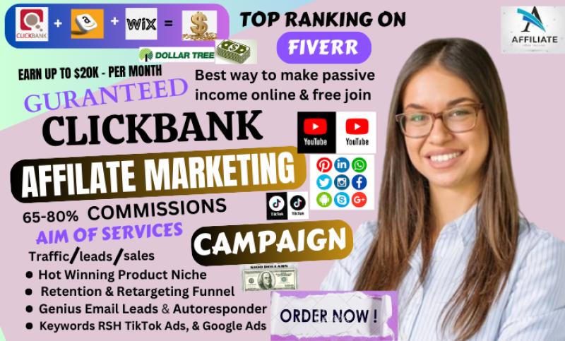 I will build wix clickbank affiliate marketing, sales funnel, amazon affiliate website
