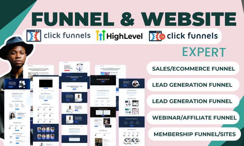 I will design clickfunnels sales funnel landing page expert go high level website click