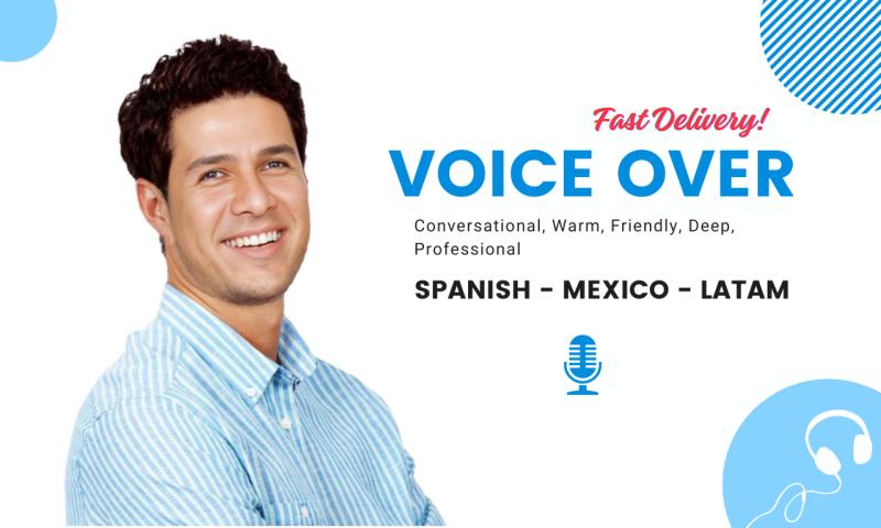I will record a conversational spanish voice over in 24hrs or less