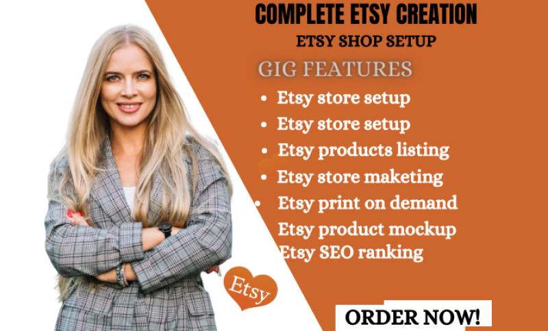 I will do Etsy shop creation, Etsy SEO ranking product listings with digital products