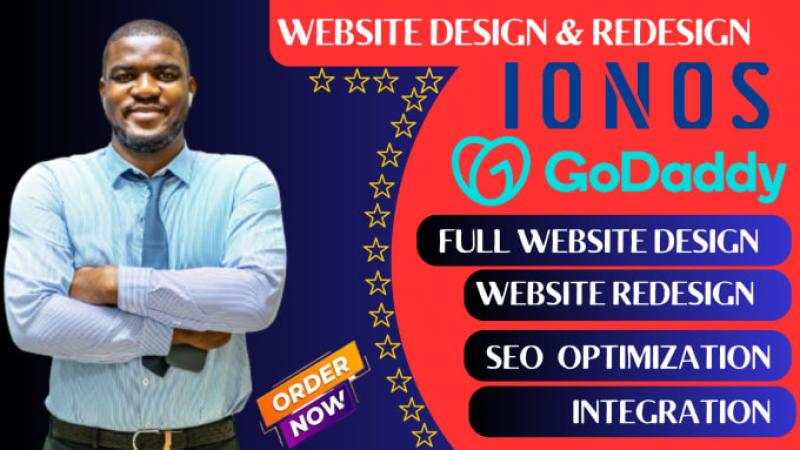 I will design Ionos website, Godaddy website redesign, Ionos, Godaddy website design