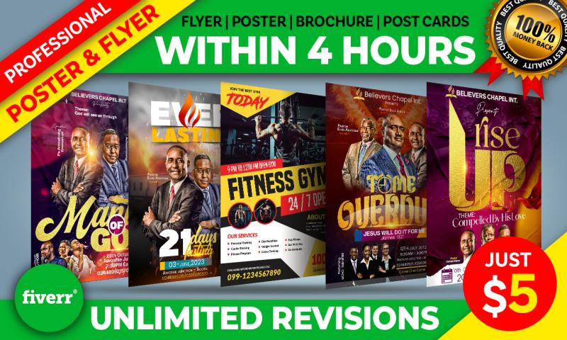 I will design professional flyer, poster, brochure within 4 hours