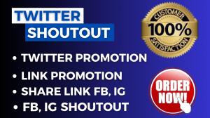 I will do Twitter Shoutout, Link Promotion, Share Link to 80M FB, IG